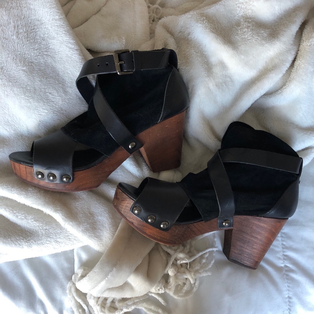 free people suede + leather clogs